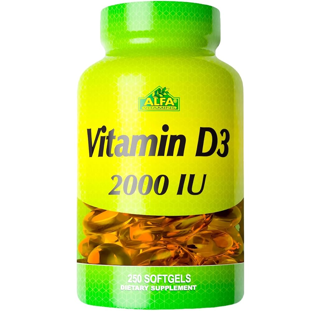 ALFA VITAMINS Vitamin D3 2000 IU Softgels - 250 Count