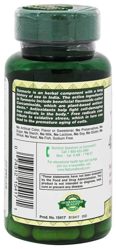 Nature's Bounty Turmeric 450 mg Capsules - 300 Count - image 3