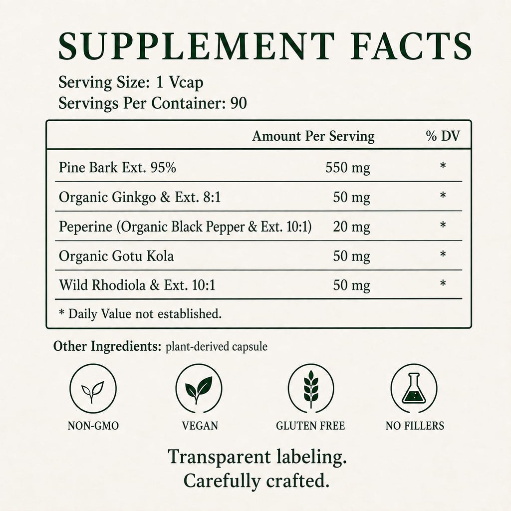 Green Organic Supplements Pine Bark Pycnogenol - 90 Capsules - image 3