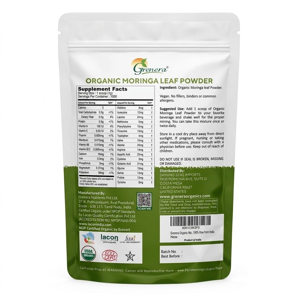 Grenera Organic Moringa Powder - 2.2 lbs (1 kg) - image 8