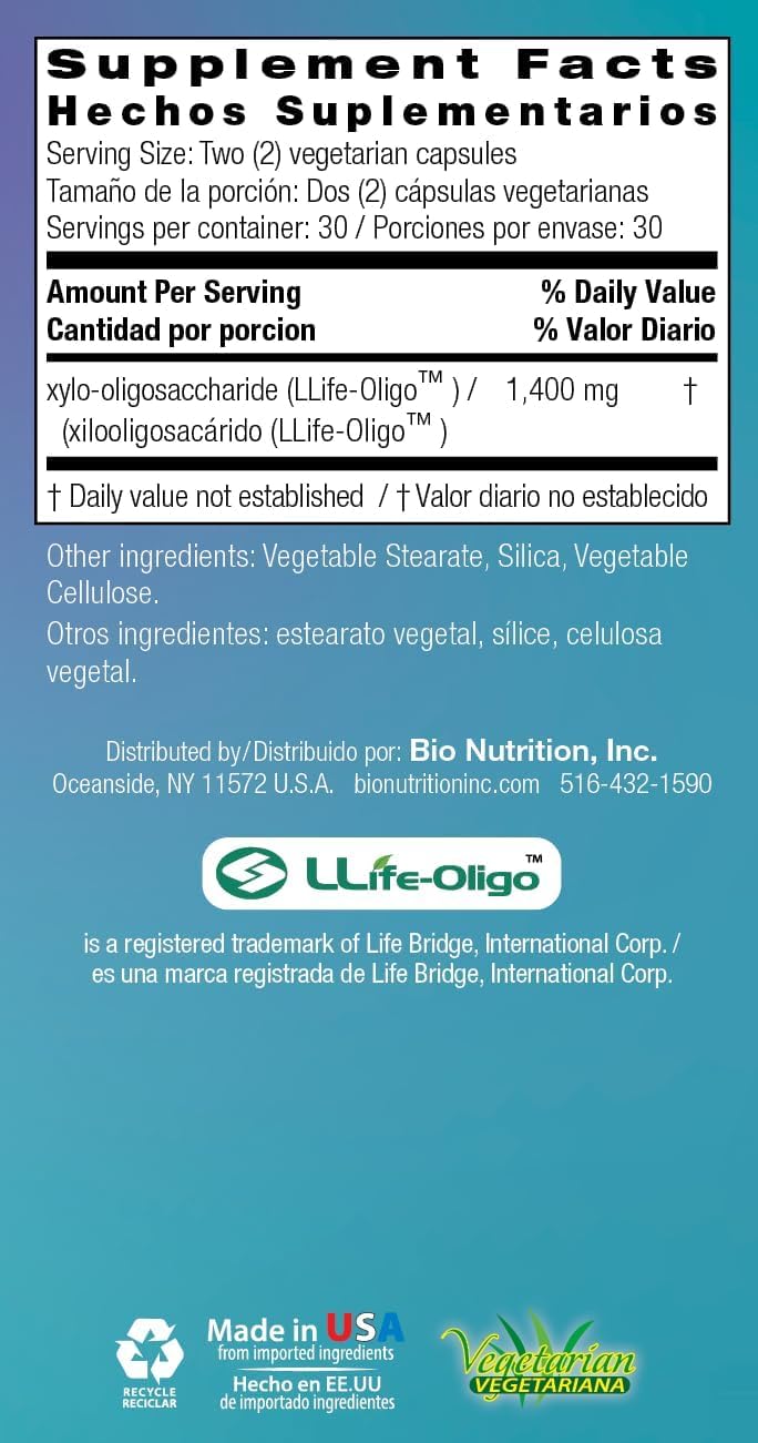 Bio Nutrition Pre-biotic Fiber LLife-Oligo 1400 mg - 60 Vegetarian Capsules - image 2