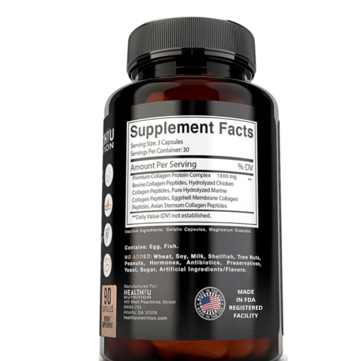 HEALTHYU NUTRITION Multi Collagen Peptides Types I II III V X - 90 Capsules - image 9