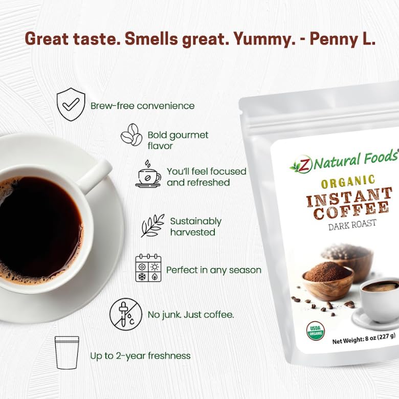 Z Natural Foods Organic Instant Coffee Powder Dark Roast - 8 oz - image 4