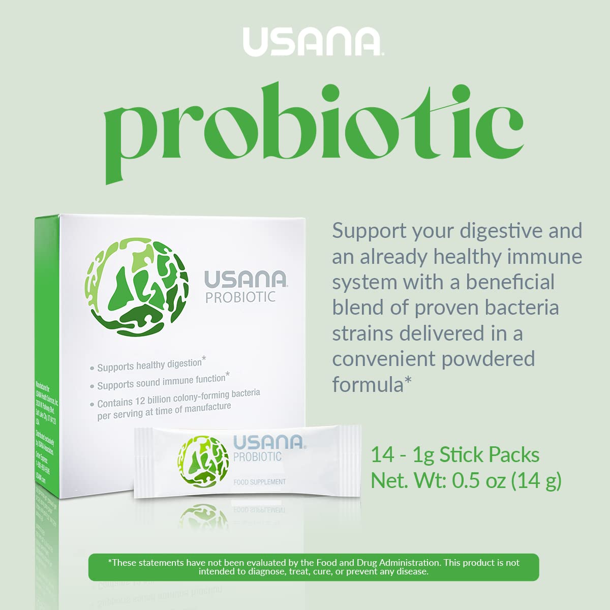 USANA Probiotic Digestive Health Supplement - 14 Stick Packs - image 3
