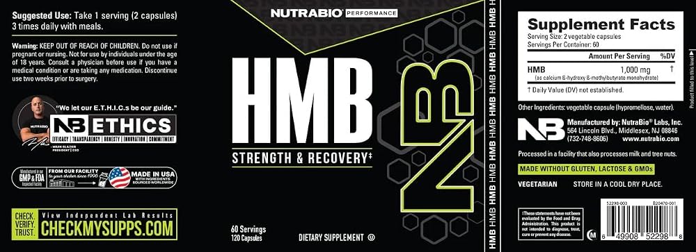 NutraBio HMB Supplement Amino Acid 1000mg - 120 Capsules - image 5