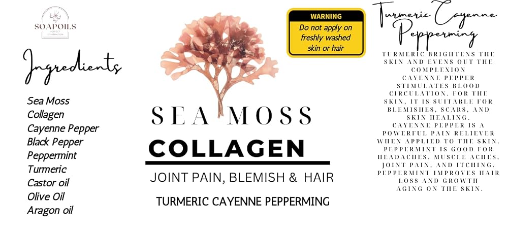 Sea Moss Collagen Turmeric Cayenne Peppermint Oil - 4 Fl Oz - image 2