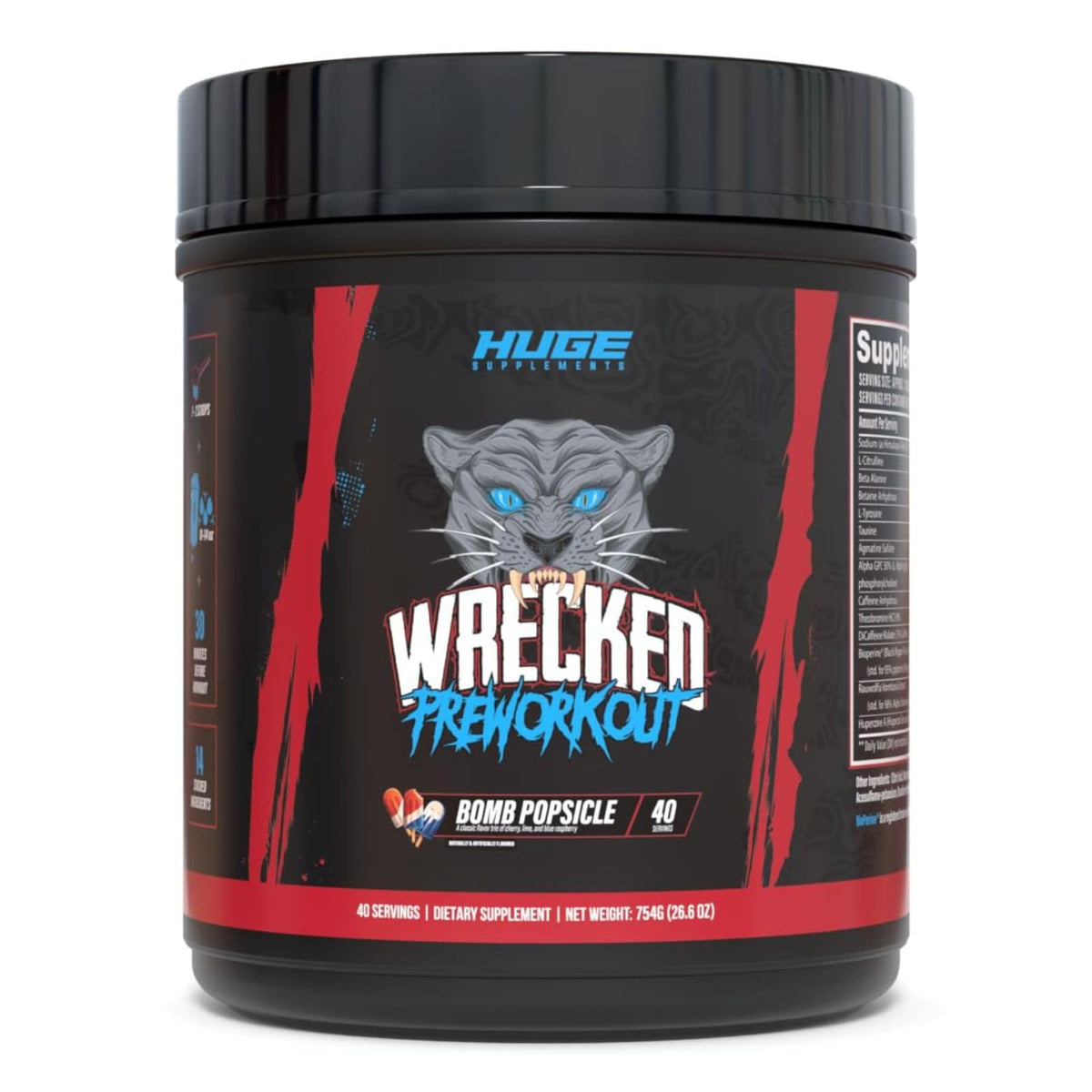Huge Supplements Wrecked Pre Workout, Advanced Formula, Boosts