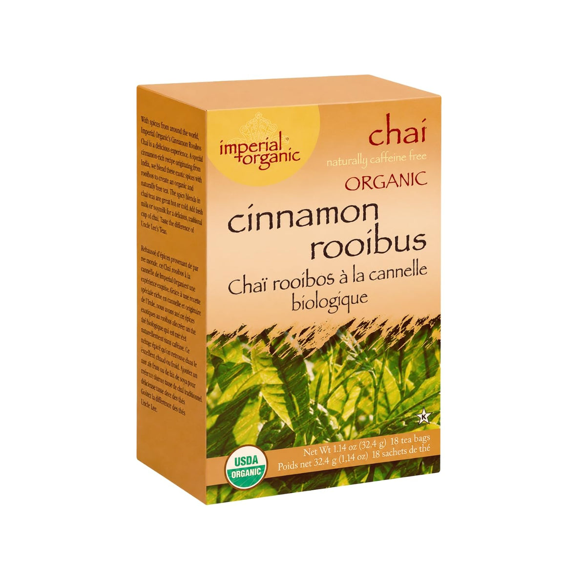 Uncle Lee's Tea Imperial Organic Chai Cinnamon Rooibos Caffeine Free