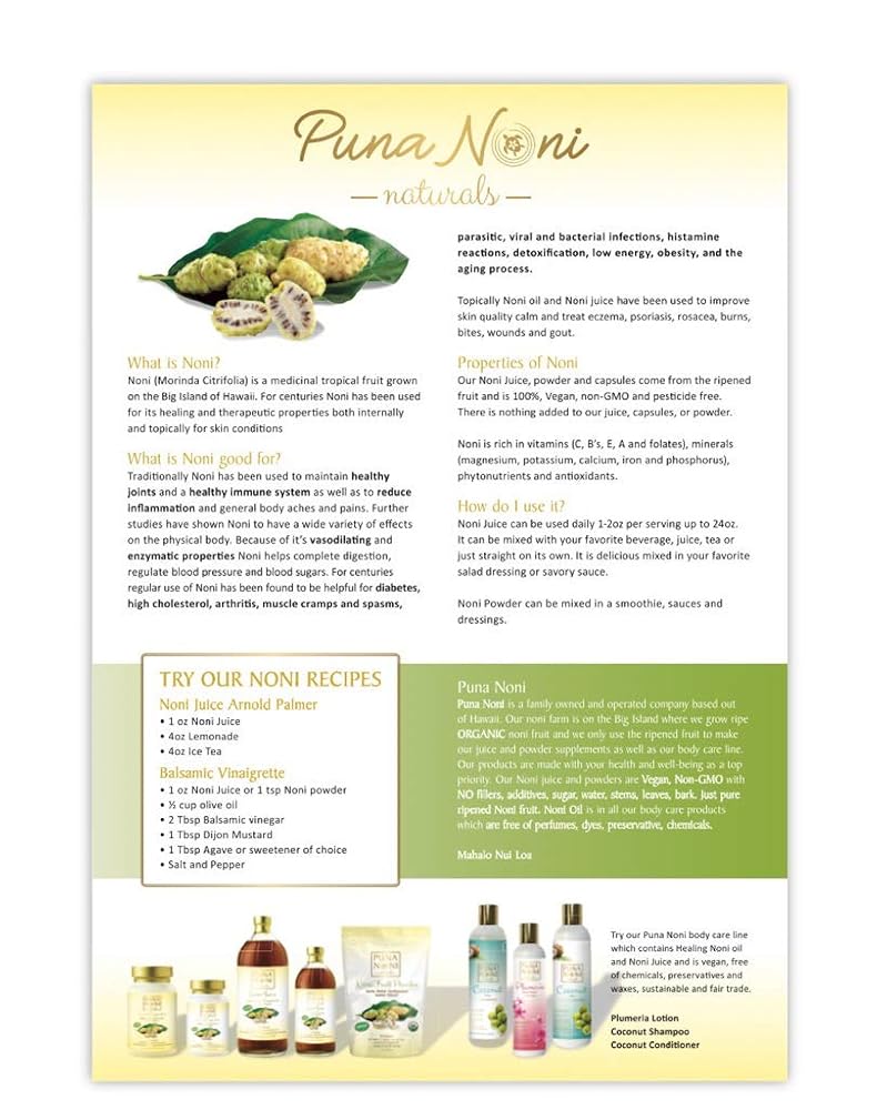 Puna Noni Naturals - 100% Pure Hawaiian Noni Juice 32oz - Glass Bottle - image 4