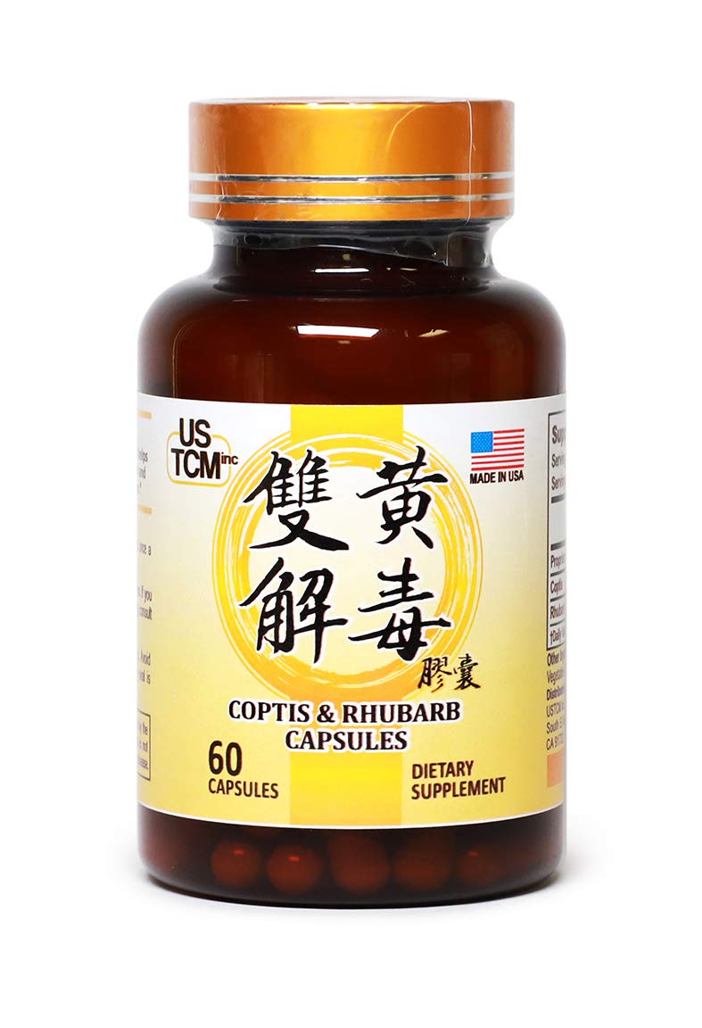 USTCM Coptis Rhubarb Capsules 500mg - 60 Vegetable Capsules