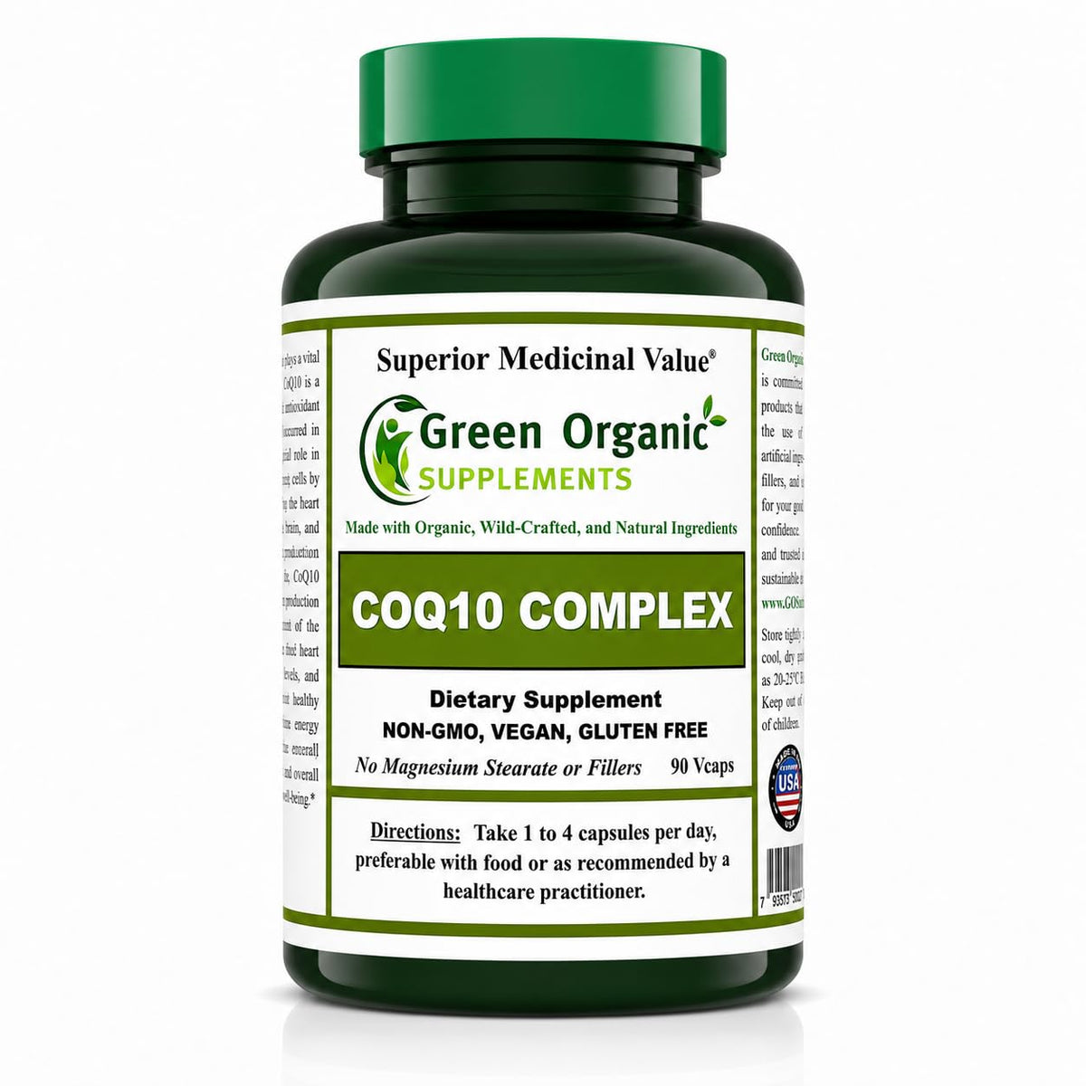 Green Organic Supplements CoQ10 Complex Ubiquinone - 90 Vegetarian Capsules