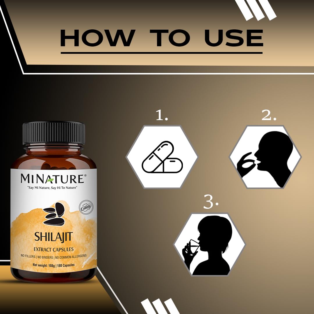 minature mi Nature Shilajit Extract 1000 mg Vegetarian Capsules - 180 Count - image 4