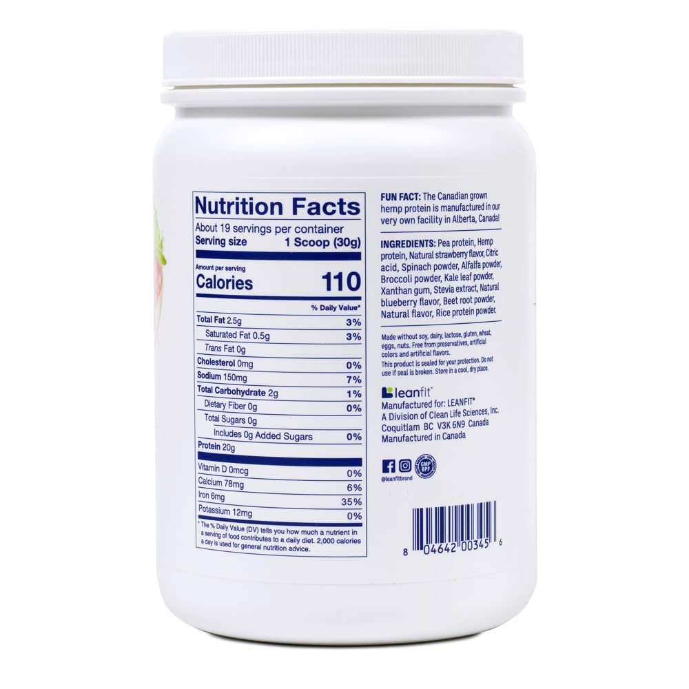 LeanFit Plant-Based Protein & Greens Natural Berry - 19 Servings - image 9