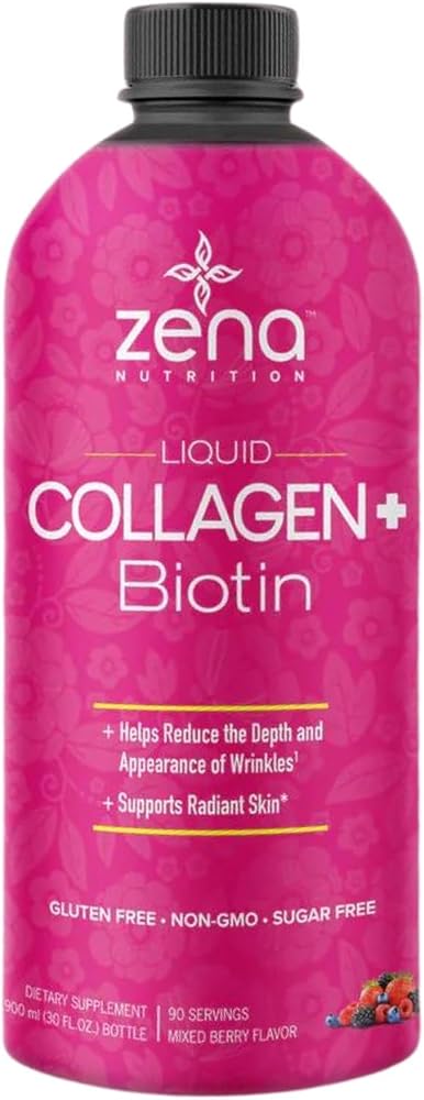 Zena Nutrition Liquid Collagen with Biotin for Women - 30 Fl Oz