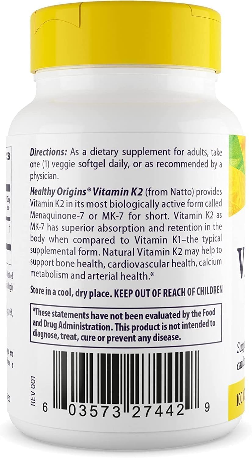 Healthy Origins Vitamin K2 As MK-7 Supplement