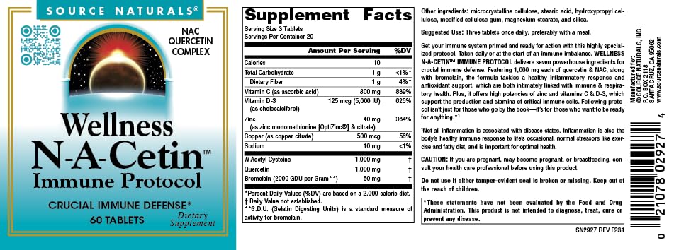 Source Naturals Wellness N-A-Cetin Immune Protocol - 60 Tablets - image 4