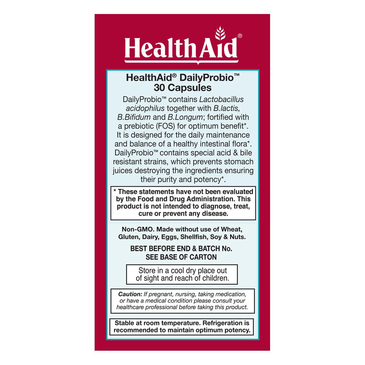 HealthAid DailyProbio Daily Probiotic 10 Billion CFU - 30 Capsules - image 3