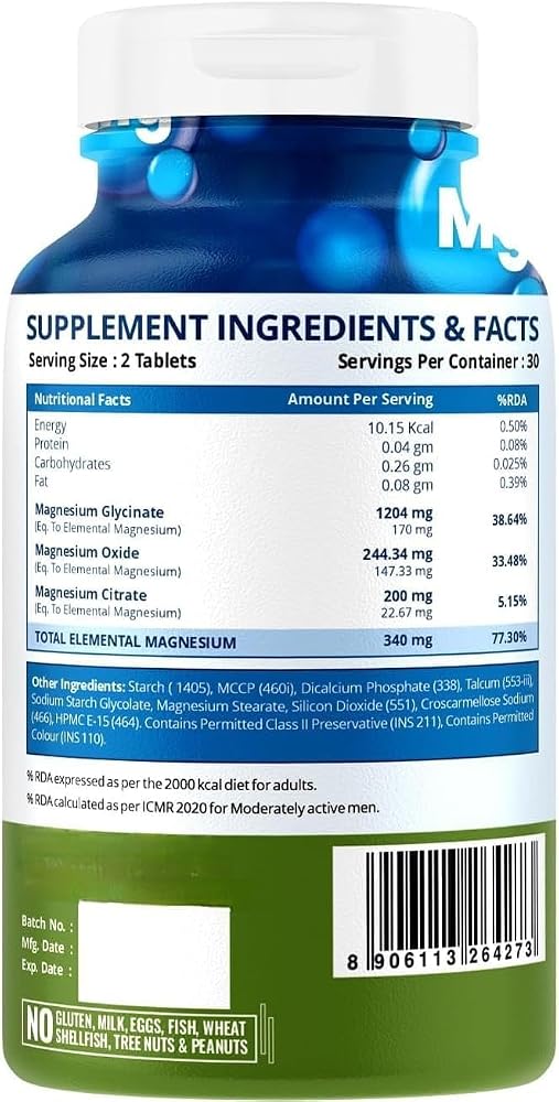 Generic Magnesium Citrate + Glycinate 1648 mg Supplement - 60 Tablets - image 2