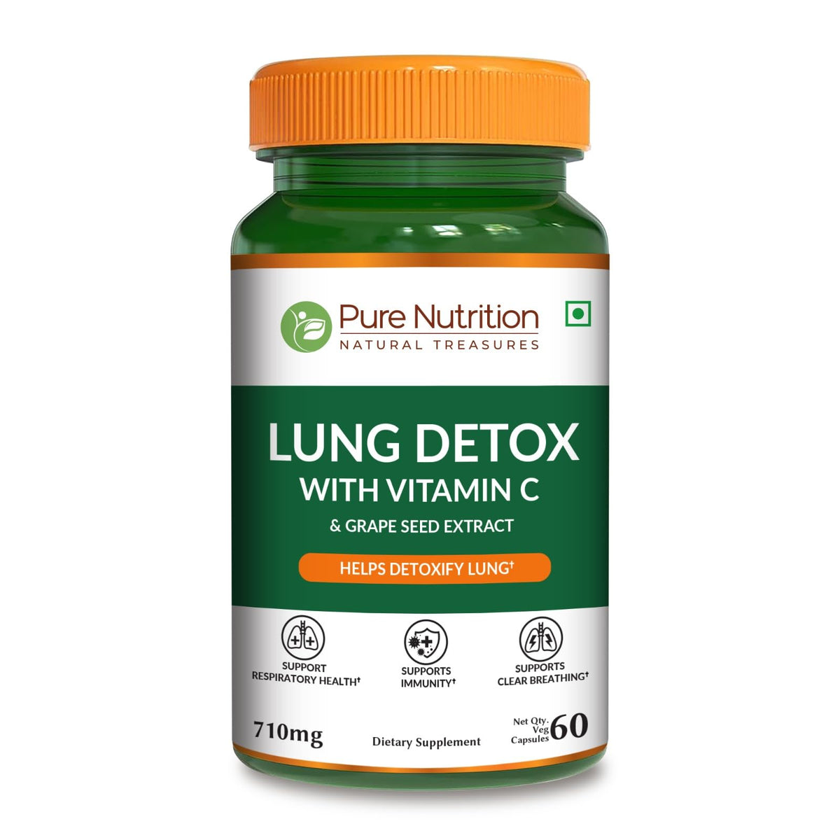 Pure Nutrition Lung Health Supplement Herbal Support - 60 Capsules
