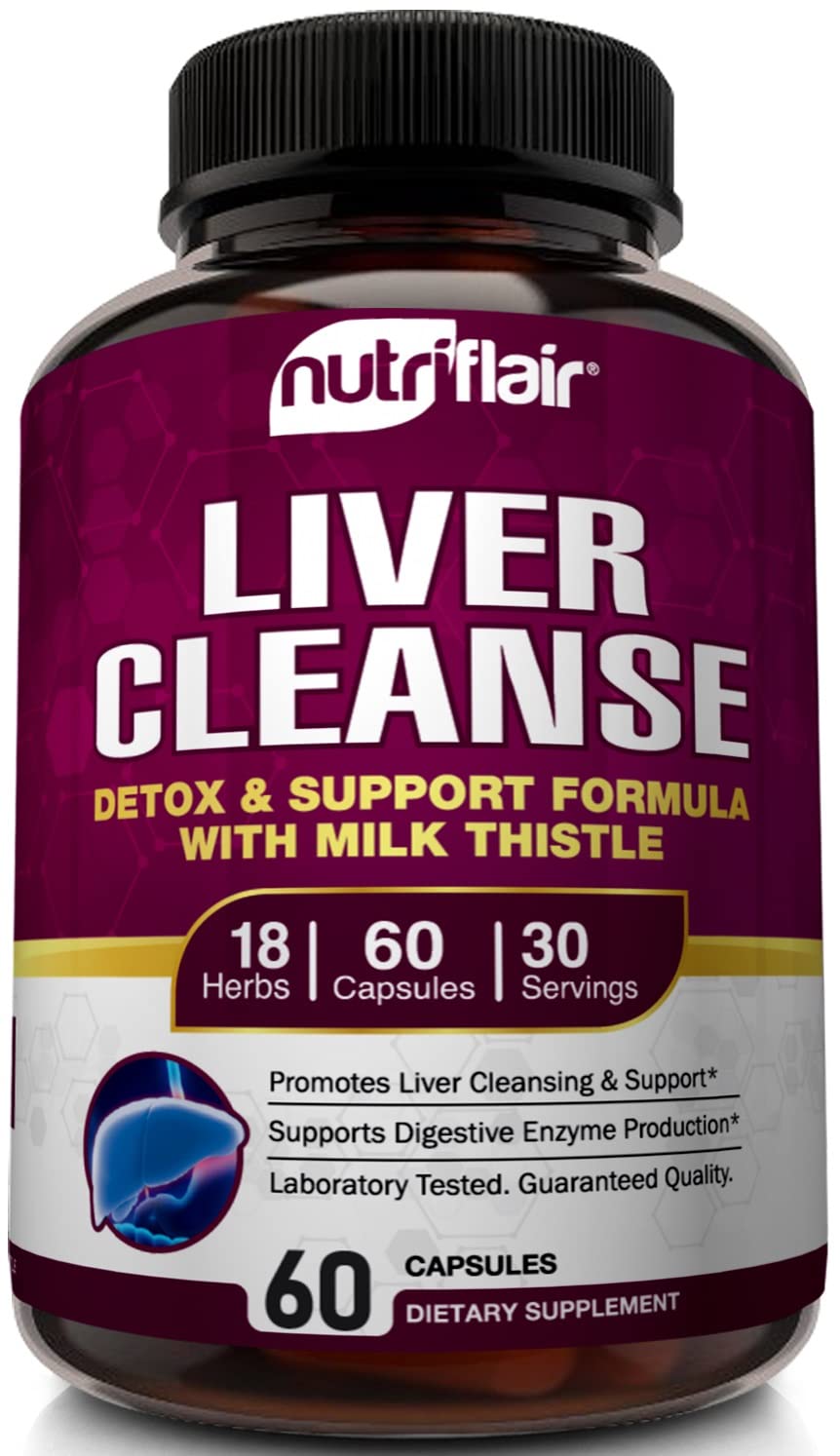 NutriFlair Liver Cleanse Detox & Repair Supplement - 60 Vegetarian Capsules
