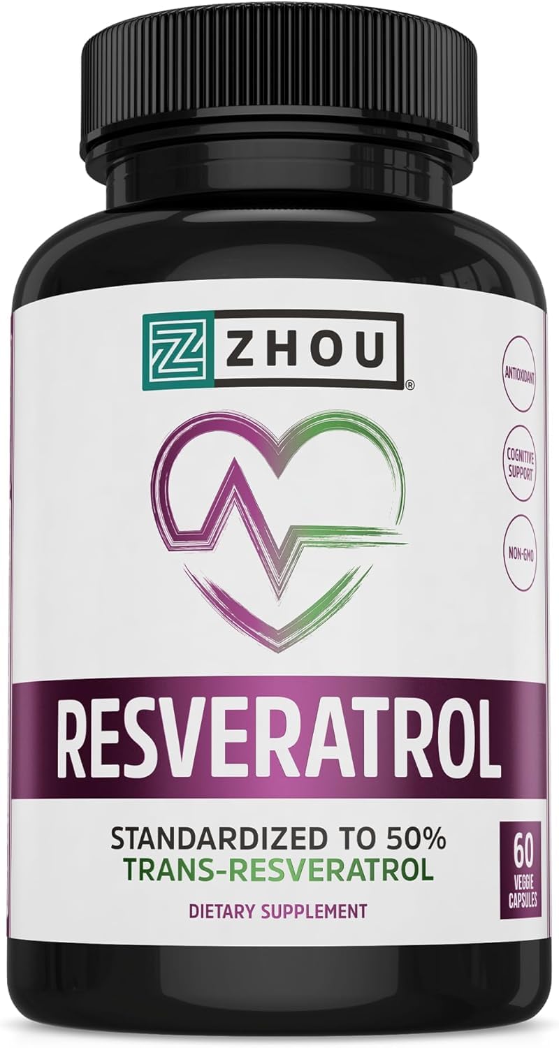 ZHOU Resveratrol 1000mg Heart Health - 60 Vegetarian Capsules - image 3