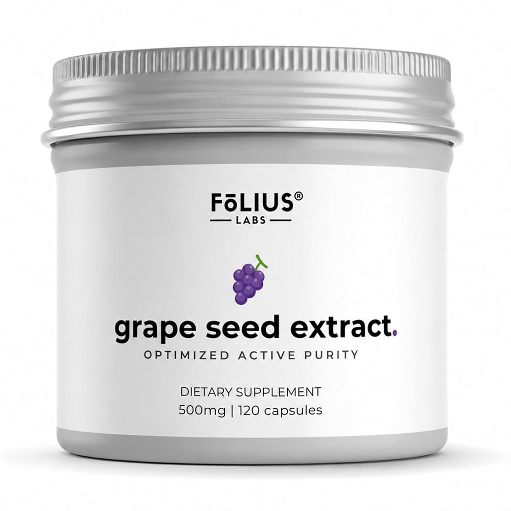 FOLIUS LABS Grape Seed Extract 500mg - 95% OPCs Polyphenols - High
