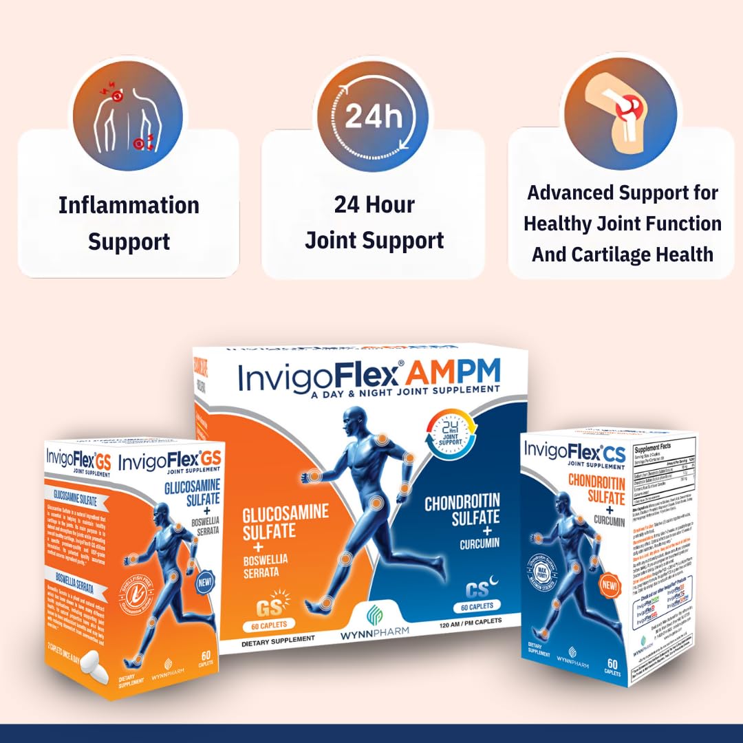 INVIGOFLEX AM/PM Glucosamine Chondroitin Joint Supplement - 120 Caplets - image 4