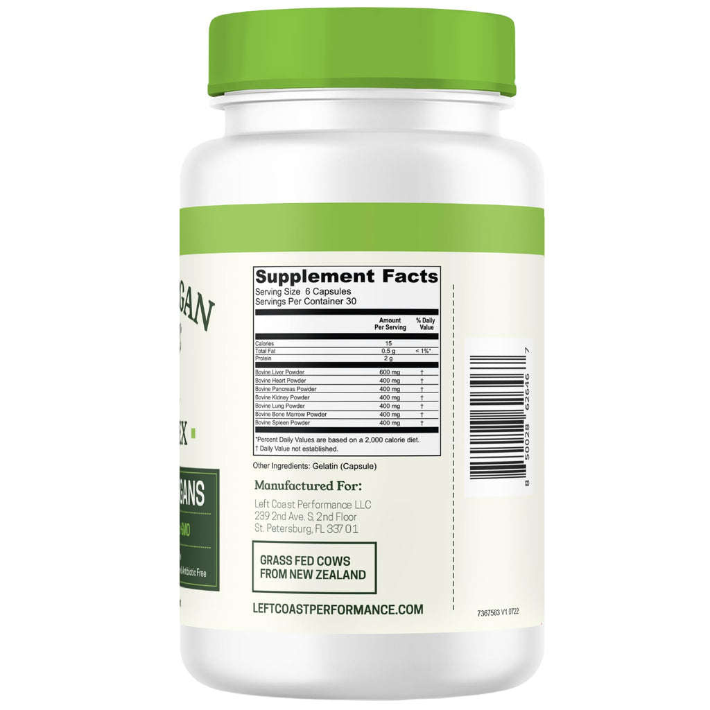 Left Coast Performance Beef Organ Supplement Grass Fed - 180 Capsules - image 9