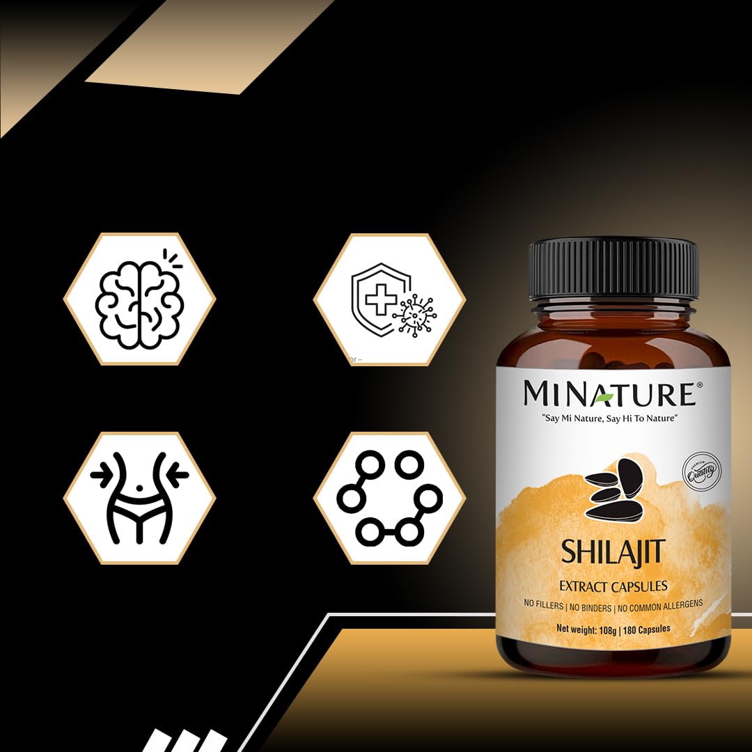 minature mi Nature Shilajit Extract 1000 mg Vegetarian Capsules - 180 Count - image 2