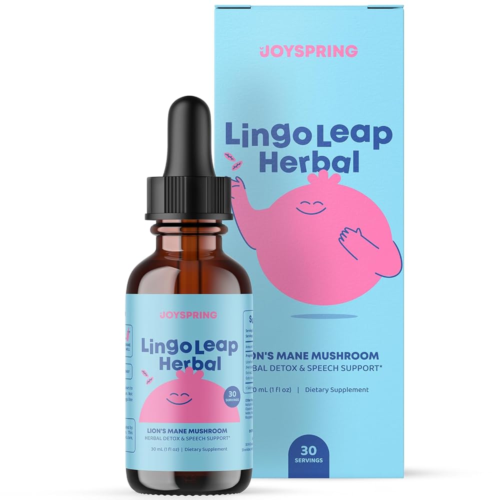 JoySpring LingoLeap Kids Lion's Mane Drops, Raspberry - 30 Servings