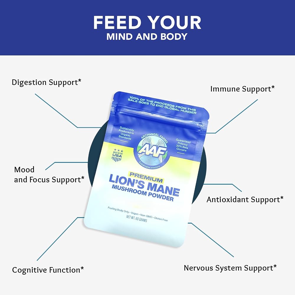 ArchAngel Farms Lion's Mane Mushroom Powder Brain Supplement - 60g - image 4