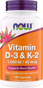 Now Supplements, Vitamin D-3 & K-2, 1,000 IU/45 mcg,Plus