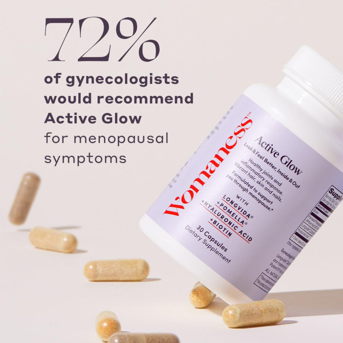 Womaness Active Glow Hair Skin and Nails Vitamins - 30 Capsules - image 2