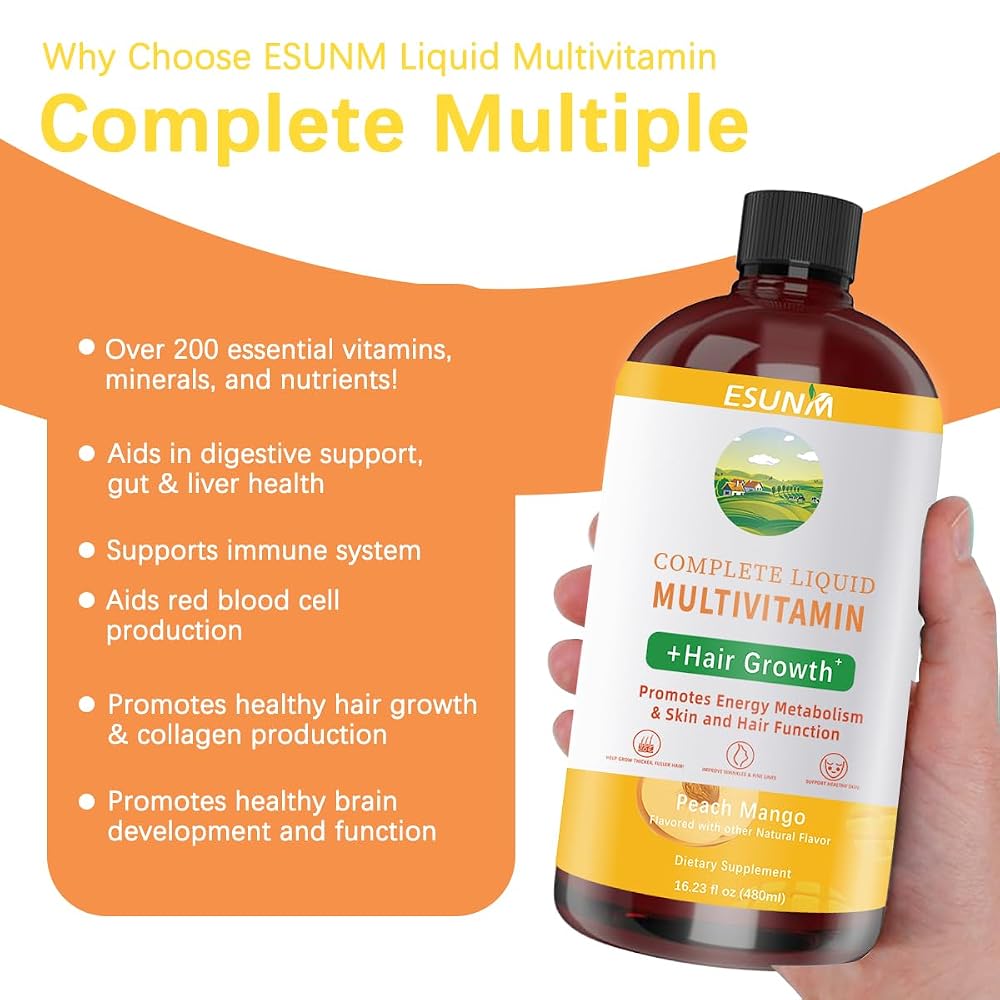 ESUNM Complete Liquid Multivitamin for Hair Growth - 16.23 Fl Oz - image 3