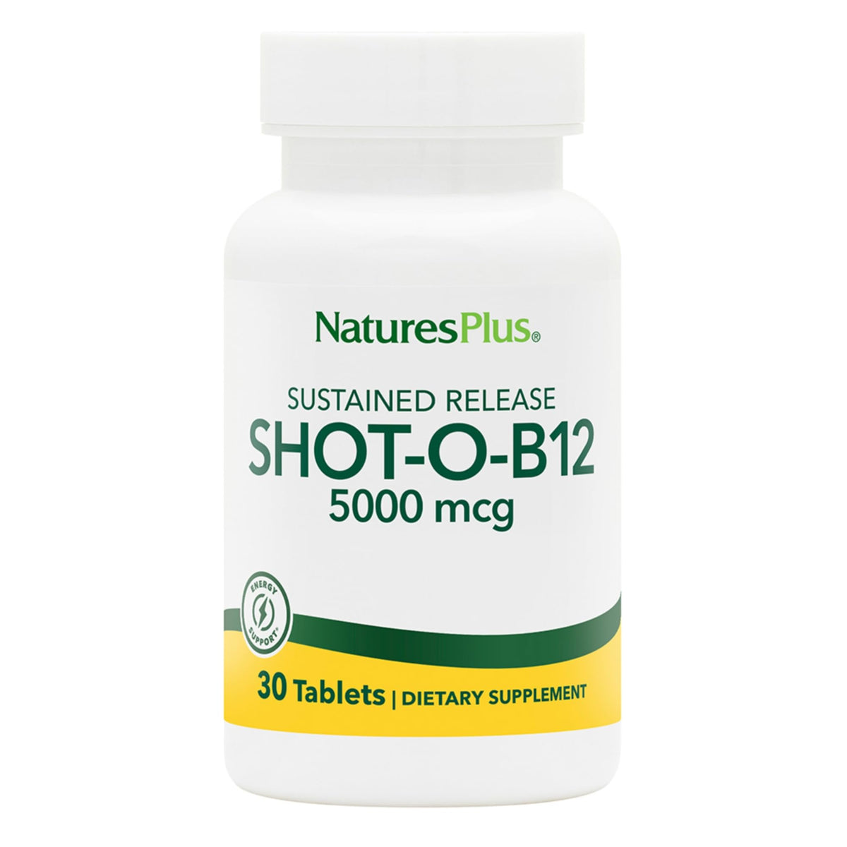 NaturesPlus Shot-O-B12 5000 mcg Sustained Release - 30 Tablets