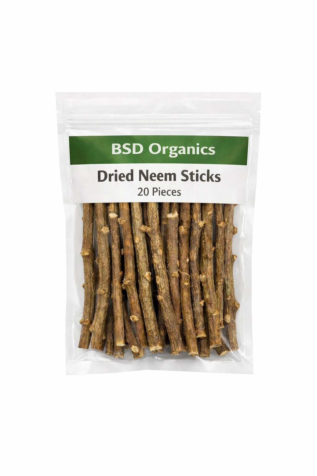 BSD Organics Dried Neem Stick for Oral Care - 20 Sticks