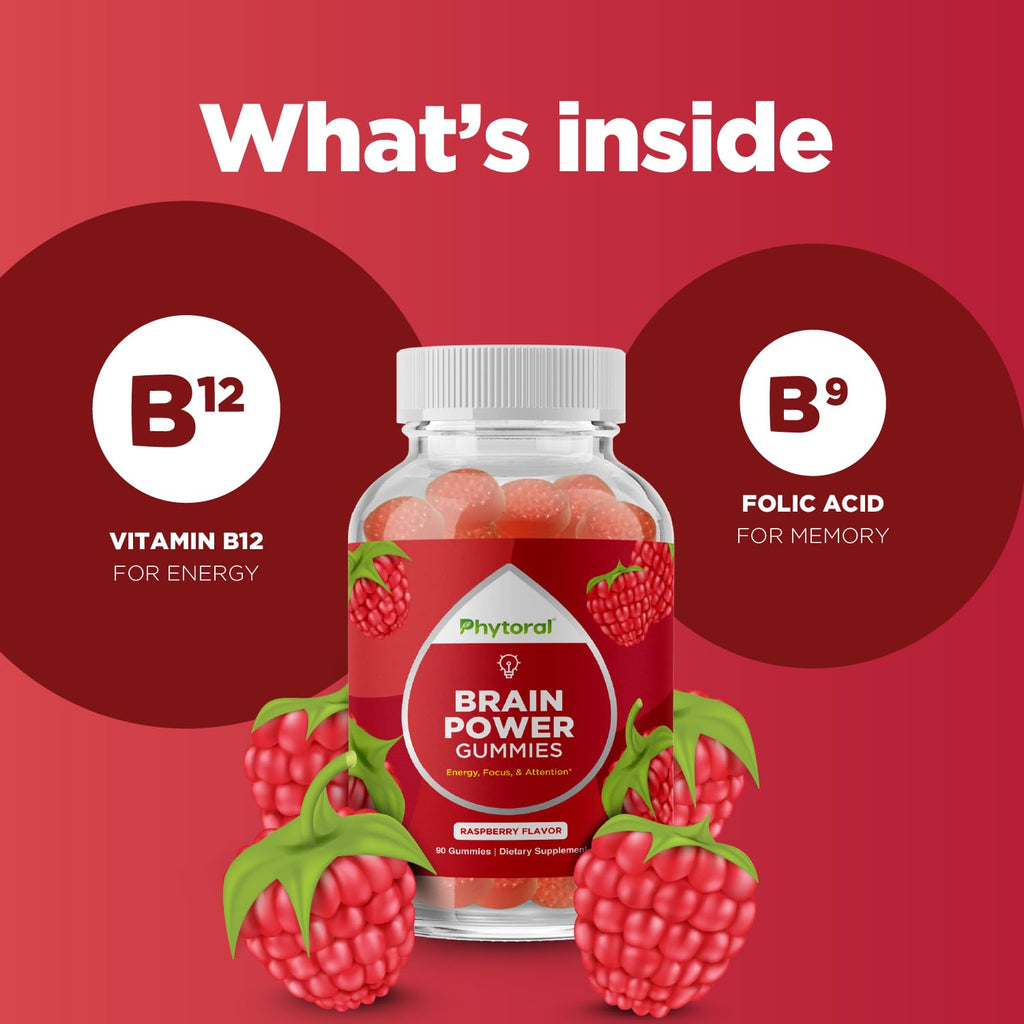 Phytoral Brain Gummies Vitamin B12 for Memory Focus & Clarity - 90ct - image 5
