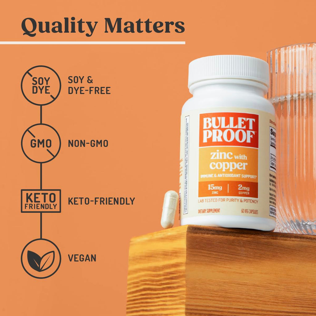 Bulletproof Zinc with Copper Capsules for Immunity and Mood - 60 Count - image 6