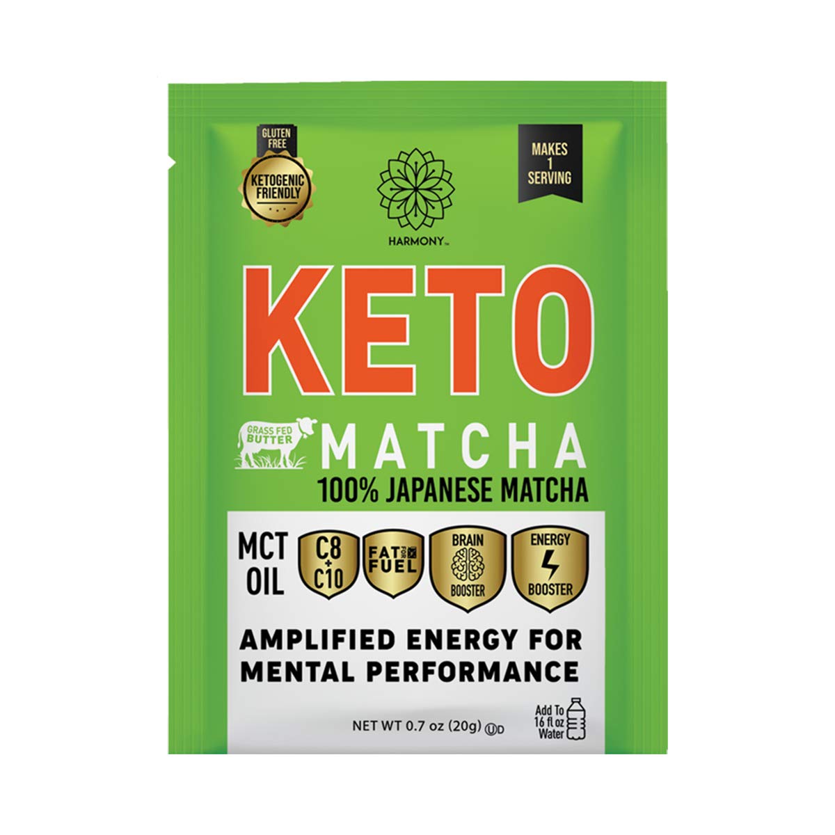 Harmony Keto Matcha Instant Drink Mix Energy - 12 Packets
