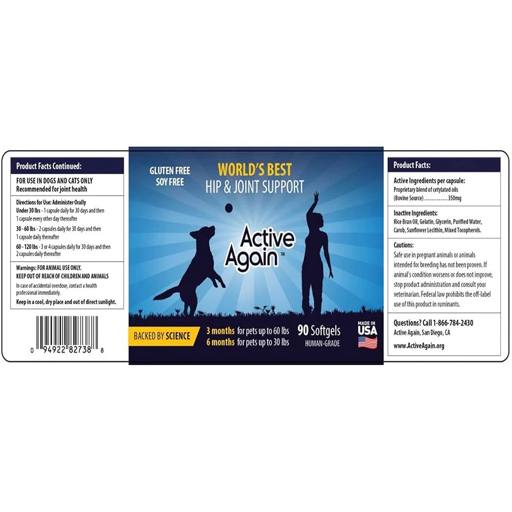 ACTIVE AGAIN Capsules for Pets Joint Health - 90 Capsules - image 4