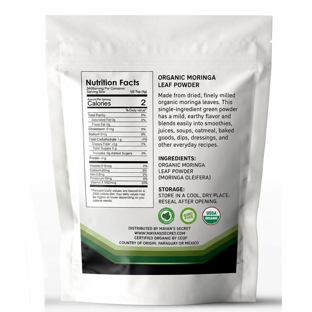 Mayan's Secret Organic Moringa Leaf Powder - 12 oz - image 9