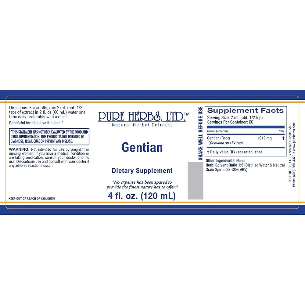 Pure Plant Homes Gentian Herbal Supplement - 4 Fl Oz - image 2