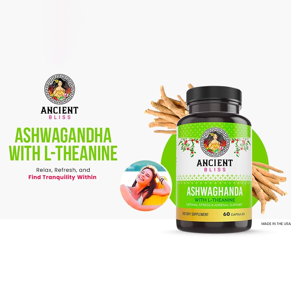 Ancient Bliss Ashwagandha with L-Theanine & Black Pepper - 60 Capsules - image 2