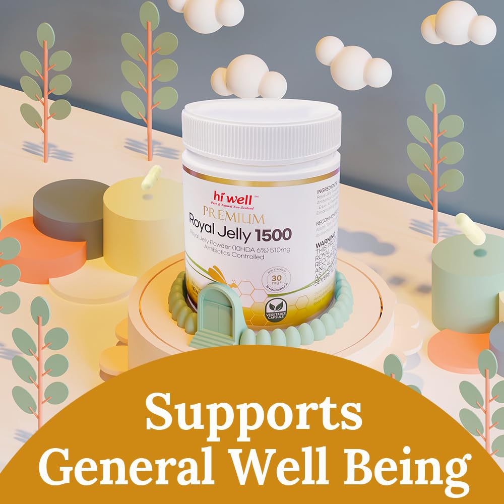 HI WELL Premium Royal Jelly 1500 - 300 Vegetarian Capsules - image 3