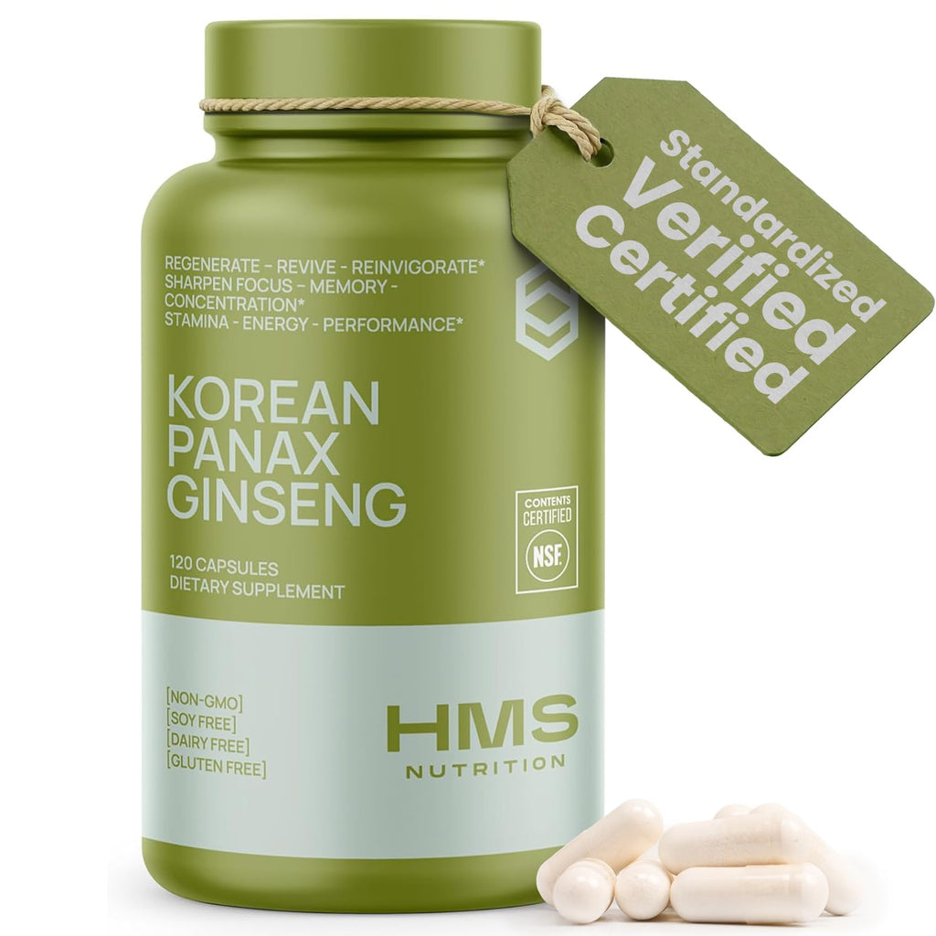 HMS Nutrition Korean Red Panax Ginseng 2000mg - 120 Vegan Capsules
