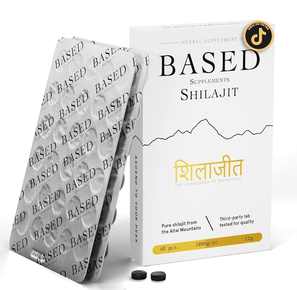 Based Shilajit Pure Shilajit Tablets Energy & Immune Support - 60 Tablets
