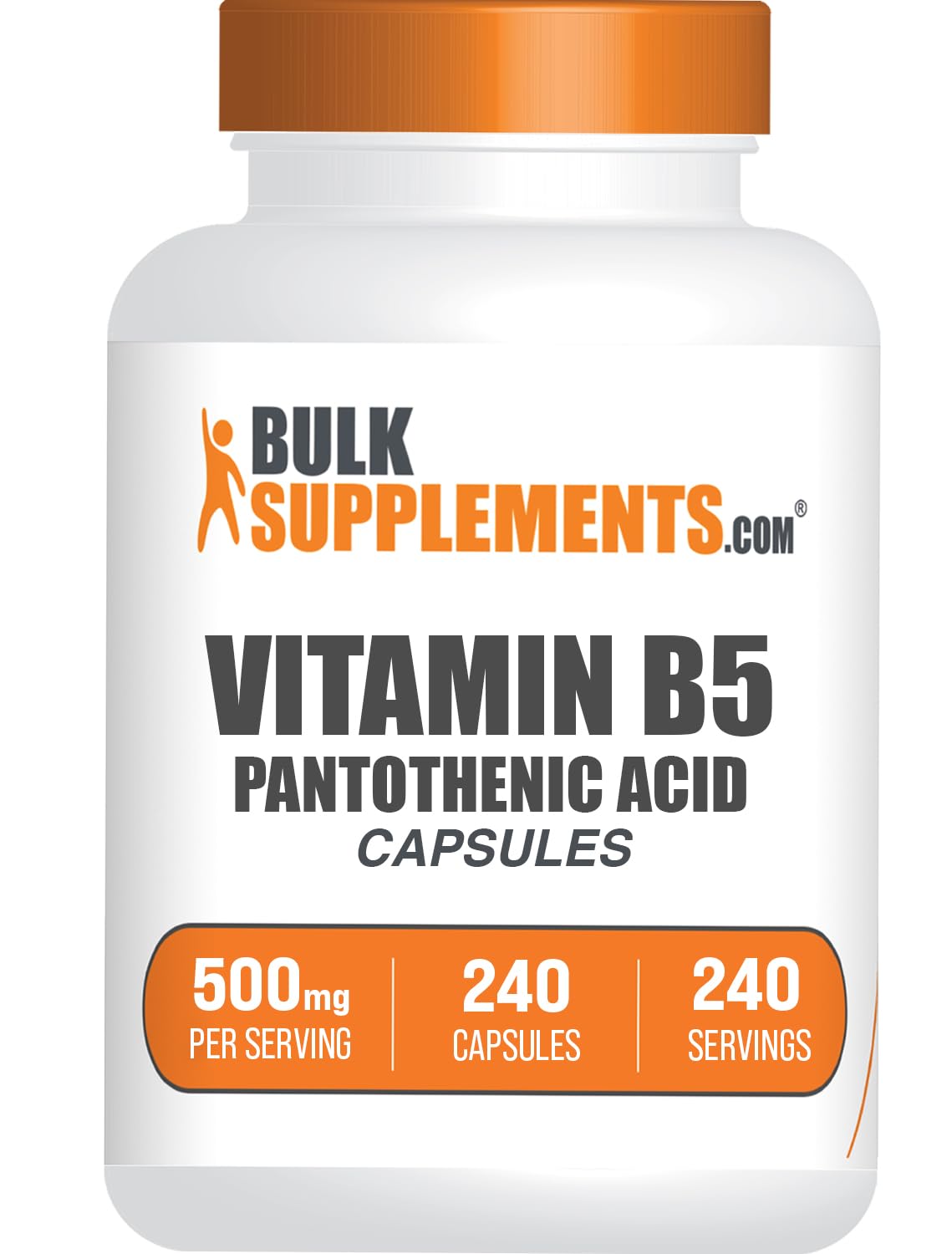 BulkSupplements Vitamin B5 Pantothenic Acid 500 mg - 240 Capsules