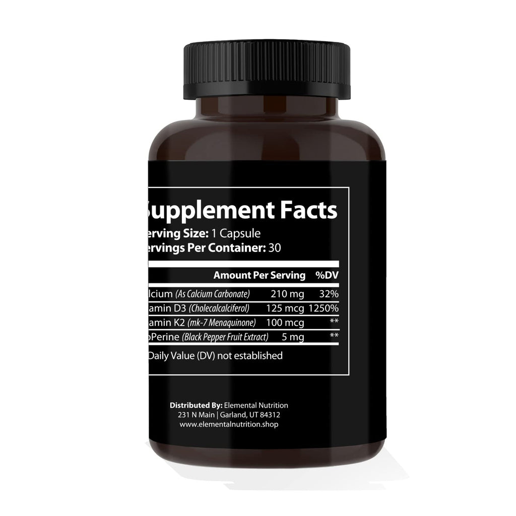 Elemental Nutrition Vitamin K2 with D3 Extra Strength - 30 Capsules - image 4