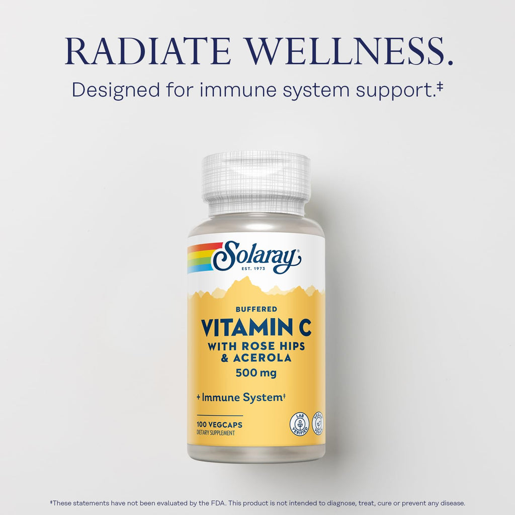 SOLARAY Buffered Vitamin C 500mg with Rose Hips - 100 Capsules - image 3
