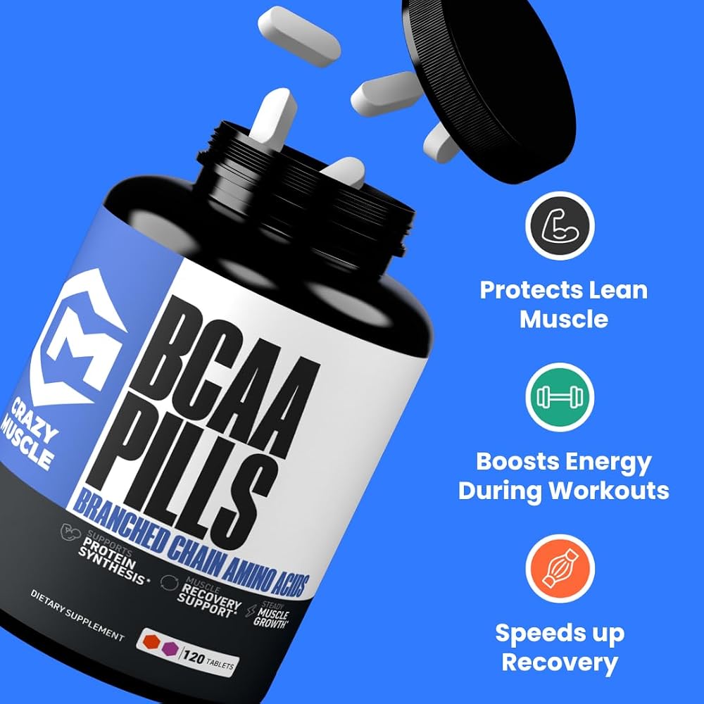 Crazy Muscle BCAA 3000mg 2:1:1 Branched-Chain Amino Acids - 120 Tablets - image 2